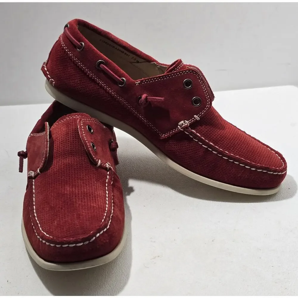 John Varvatos Firebrick Red Schooner Shoe Laceless Star USA Suede Sz. 7.5